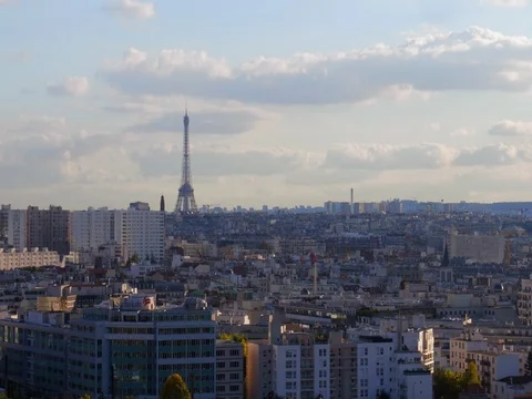 Paris and eiffel Tower drone Stock Footage 77478449