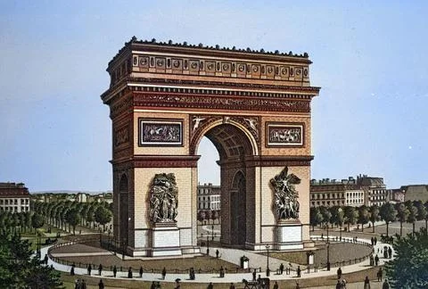 Paris Arc de Triomphe de Le Toile Historical copperplate ca 1890 France Europe Stock Illustration