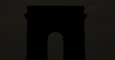 Paris, Arc de Triomphe Silhouette at Sunrise Timelapse Stock Footage 103786163