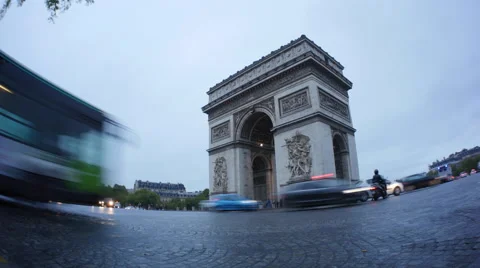Paris Arc de Triomphe Time Lapse Vídeo Stock 44266069