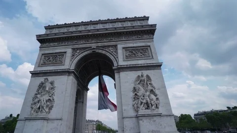 Paris Arc de Triomphe / Triumphal Arch - pannning around the monument Stock Footage 79527804