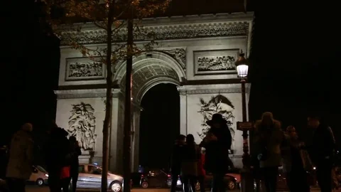 Paris Arc de Triumph at night Stock Footage 69224946