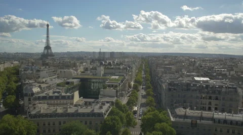 Paris arc of Triumph - top view - Eiffel Tower Stock Footage 55918057