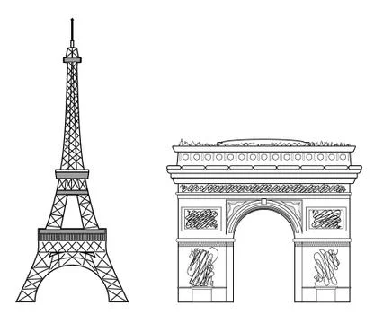 Paris attractions Stock Illustration