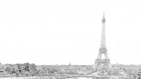 PARIS   AUG 14 Eiffel Tower Light Sketch 스톡 동영상 72890760