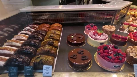 Paris Bakery Display of Pastries Stock Footage 301959103