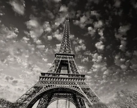Paris. beautiful view of eiffel tower with sky sunset colors Stock Photos