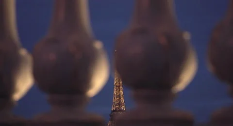 Paris between Bridge and Eiffel Tower Video stock 68544030