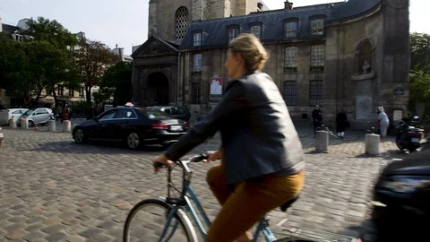 Paris Bicycle Cobblestone Video stock 95162225