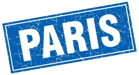 Paris blue square grunge vintage isolated stamp 스톡 일러스트