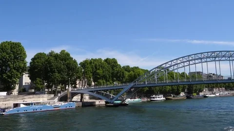 Paris boat ride hyperlapse Stock Footage 77402818