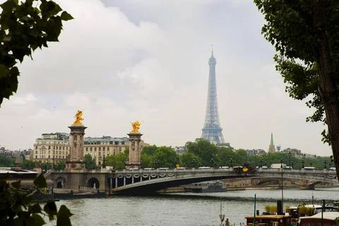 Paris bridge with eiffel tower in the background paris bridge with eiffel ... Stock Photos