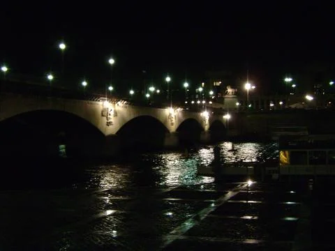 Paris Bridge at Night 스톡 사진