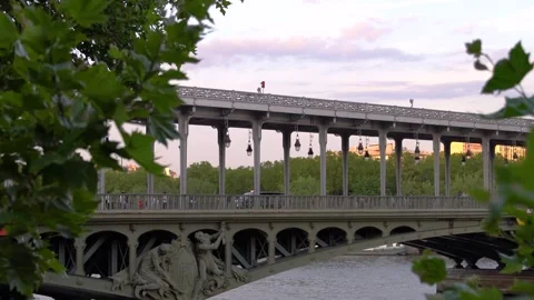 Paris bridge over the river Stock Footage 245831777