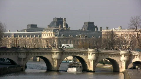 Paris, bridge over Seine river. Stock Footage 419601