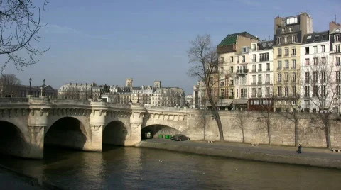 Paris, bridge over the Seine river. Stock Footage 419605