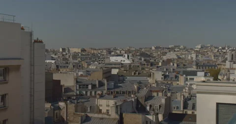 Paris Building Rooftops At Daytime - handheld shot Stock Footage 159206249