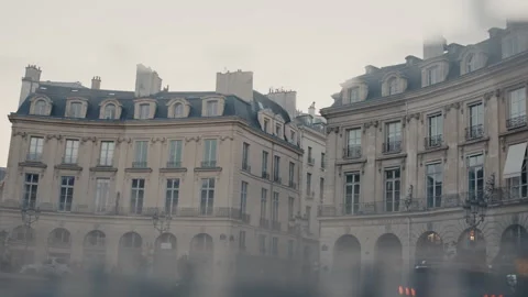 Paris Buildings and Rooftops at Sunset Through Prizma Lens Place des Victoires Stock Footage 305081029
