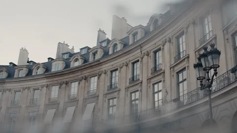 Paris Buildings and Rooftops at Sunset Through Prizma Lens Place des Victoires Stock Footage 305081180
