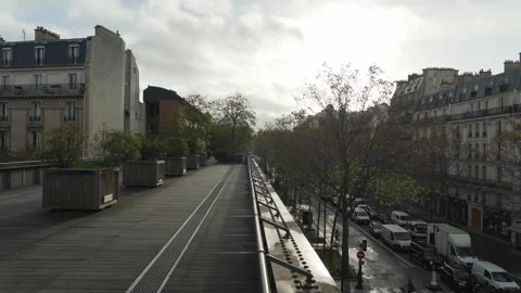 Paris Buildings As Seen From Coulee Verte Rene-Dumont Park Stock Footage 256138228