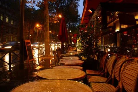 Paris cafe at evening Stock Photos