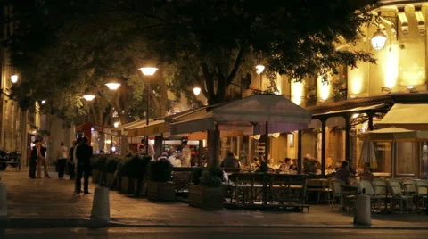 Paris Cafes at Night Stock Footage 58586926