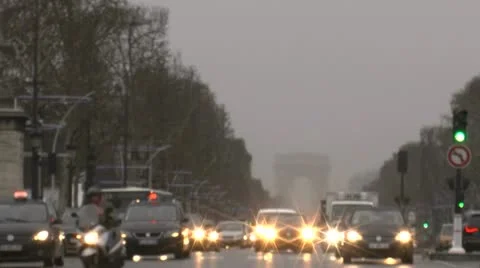 Paris Car Headlights Stock Footage 20491392
