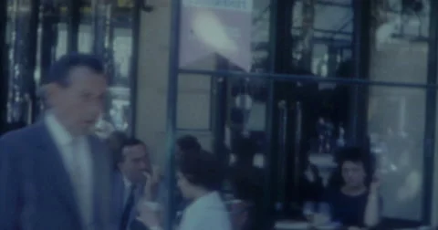 Paris Champs Elysees 60s Cafe Street Vintage Stock Footage 46560991