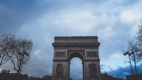 Paris, Champs-Elysees. Arc de Tripmphe. France Stock Photos