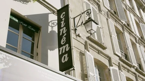 PARIS CINEMA SIGN Stock Footage