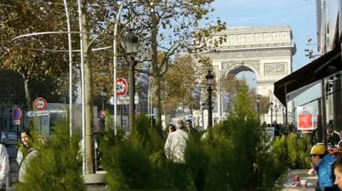 Paris - circa november 2011: coffee shop by the arch of triumph, paris circa Stock Footage 14831385