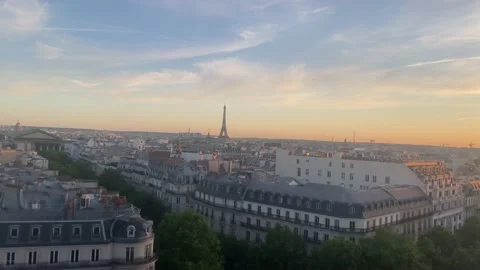 Paris city  and Eiffel Tower at sunset, 2022 Stock Footage 200874950
