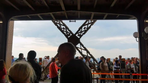 Paris City Eiffel Tower Observation Deck, Iron Architecture Tourism Landmark Stock Footage 85495336