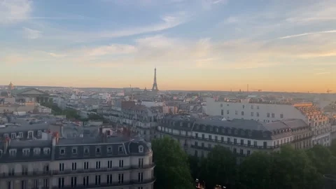 Paris city with Eiffel Tower at sunset, 2022 Stock Footage 200859532