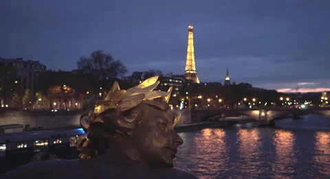 Paris the city of love - Bridge Eiffel Tower Stock Footage 68542576