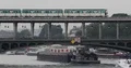 Paris City with Metro Train Passing on Bridge Urban Transportation Cars Traffic 4k or 4k+ Resolution