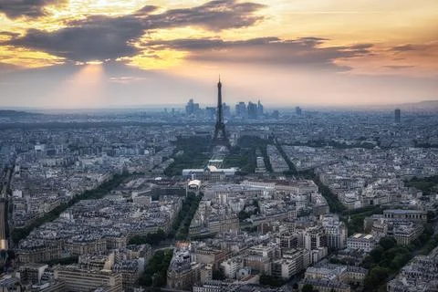 Paris City Panoramic View with Eiffel Tower 스톡 사진