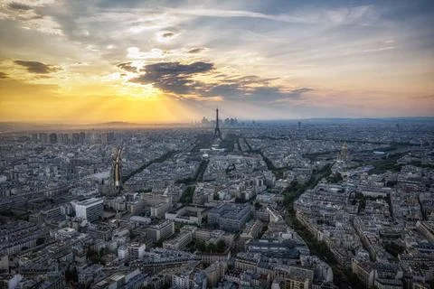 Paris City Panoramic View with Eiffel Tower Paris city panoramic sunset vi... Foto stock