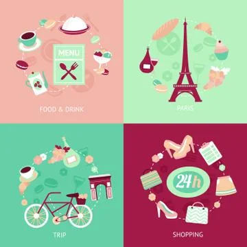 Paris city set Stock Illustration