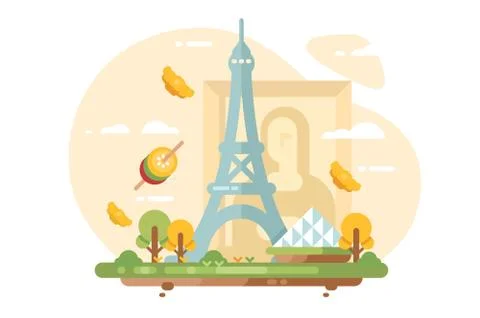 Paris city skyline Stock Illustration
