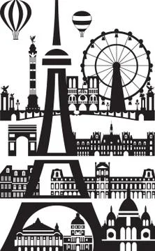 Paris City Skyline vector, part  8 Stock Illustration