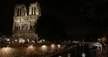 Paris City with Tourists People Visit Notre Dame Cathedral Iconic Landmark Night 4k or 4k+ Resolution