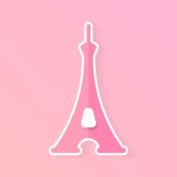 Paris City Vector Skyline In Style Of Paper Stock Illustration