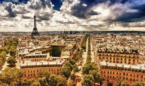 Paris city view with Eiffel Tower in background 写真素材