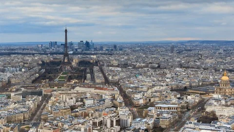 Paris cityscape Eiffel timelapse Stock Footage 97920496