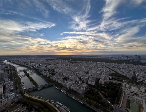 Paris cityscape at the sunset from the Eiffel Tower, France Stock Photos