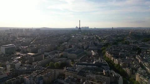 Paris cityscape with Tour Eiffel and La Defense skyscrapers in background, Stock Footage 278893260