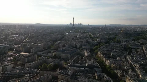 Paris cityscape with Tour Eiffel and La Defense skyscrapers in background, Stock Footage 279467773