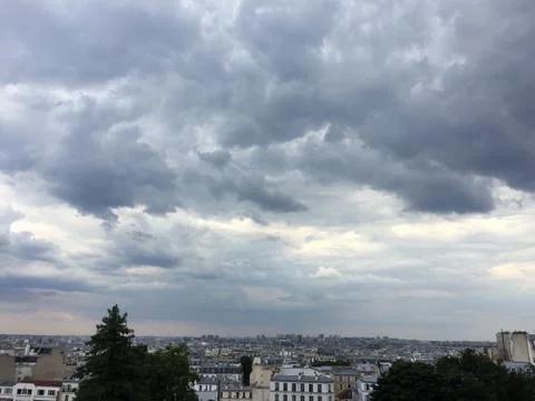 Paris clouds, view from Basilique du Sacré-Cœur Stock Photos