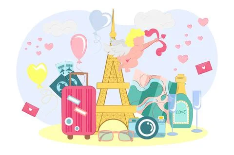Paris concept for lovers. Stock Illustration